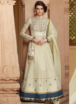 Cream Silk Abaya Style Anarkali Kimora 1301 Series 1306 By Kimora Fashion