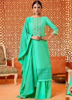 Green Silk Sharara Suit Kimora 1 K-003 By Kimora Fashion