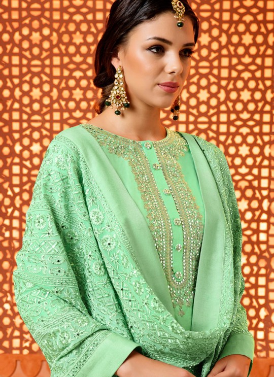 Green Silk Sharara Suit Kimora 1 K-005 By Kimora Fashion