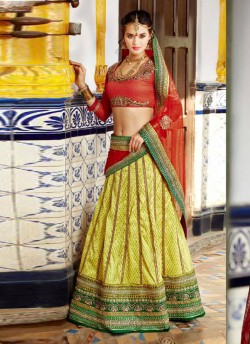 Red Silk A-Line Lehenga 201 Series Lehenga 209 By Kimora Fashion