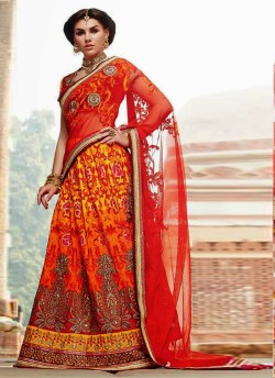 Red Net Lehenga Style Saree 201 Series Saree 210 By Kimora Fashion