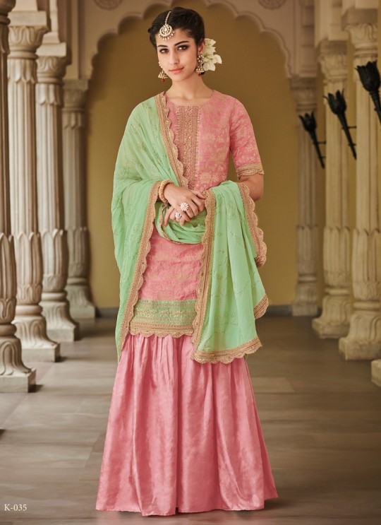 Pink Dola Silk Palazzo Suit Kimora Vol 4 K-035 By Kimora Fashion