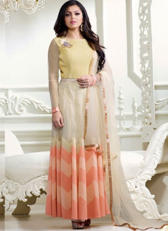 Drashti Dhami Cream Embroidered Wedding Wear Floor Length Anarkali Nitya Vol 102 1205 By LT Fabrics  SC/010414