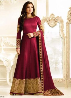 Drashti Dhami Wine Embroidered Wedding Wear Floor Length Anarkali Nitya Vol 104 1410 By LT Fabrics SC/005021
