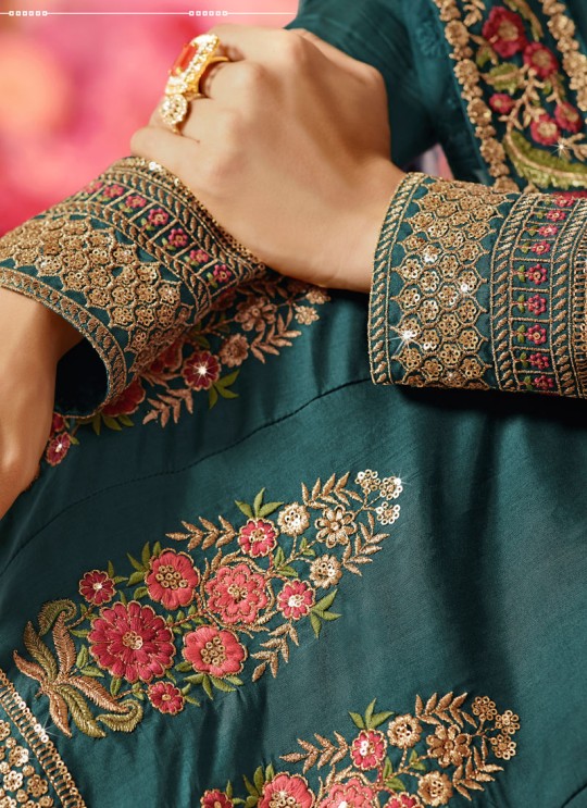 Green Chanderi Silk Floor Length Anarkali Nitya Vol-122 2208 By Lt Fabrics Green Chanderi Silk Floor Length Anarkali Nitya Vol-122 2208 By Lt Fabrics