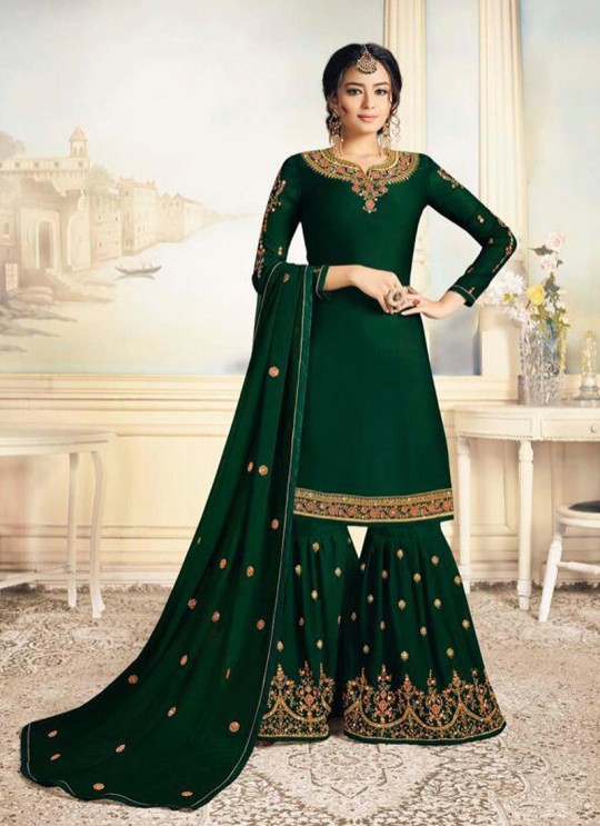 Drashti Dhami Green Embroidered Wedding Wear Sharara Kameez Nitya Sharara Special Edition 103 By LT Fabrics SC/011568