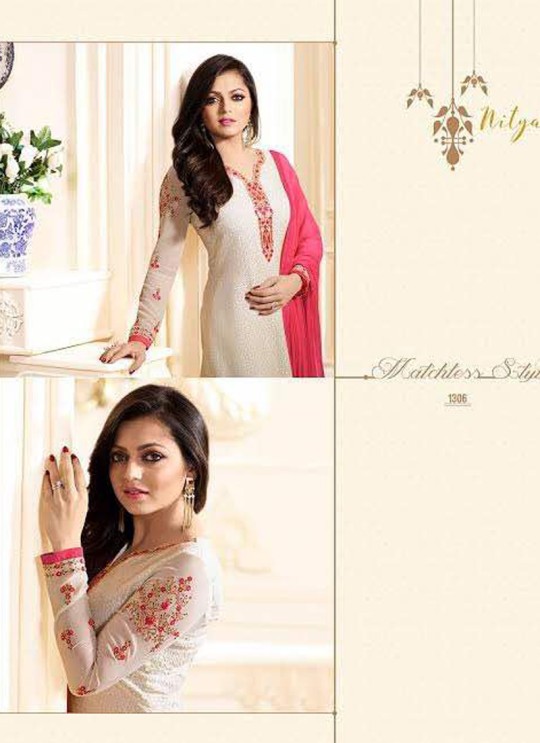 Drashti Dhami Cream Embroidered Festival Wear Straight Suits Nitya Vol 103 1306 Set By LT Fabrics  SC/004037