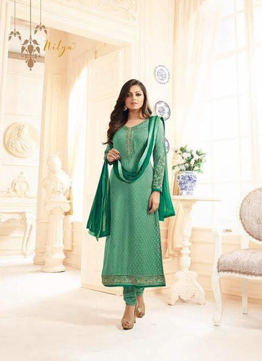 Drashti Dhami Green Embroidered Festival Wear Straight Suits Nitya Vol 103 1308 Set By LT Fabrics  SC/004037