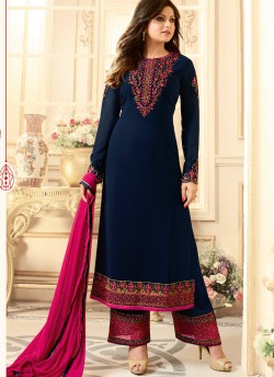 Blue Faux Georgette Pant Style Suit Nitya Vol 108 1802 By Lt Fabrics