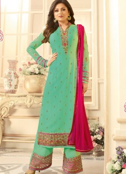 Green Faux Georgette Pant Style Suit Nitya Vol 108 1807 By Lt Fabrics