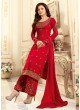 Red Faux Georgette Pant Style Suit Nitya Vol 108 1808 By Lt Fabrics