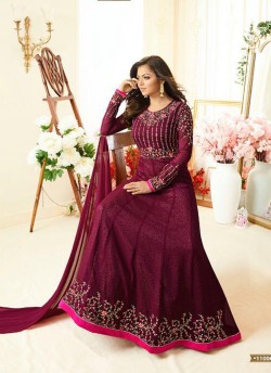 Drashti Dhami Magenta Embroidered Wedding Wear Floor Length Anarkali Nitya Vol 110 11006 By LT Fabrics SC/006205