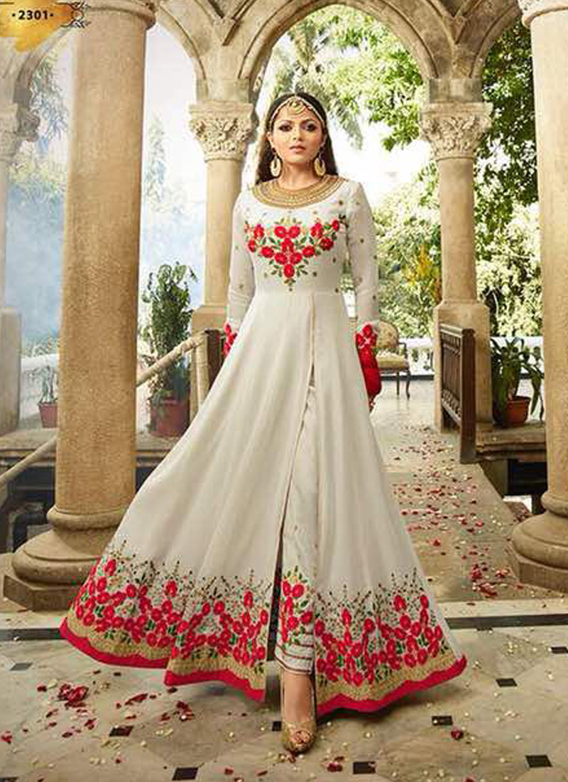 Indian Dresses Online Drashti Dhami Off White Embroidered Wedding Wear  Floor Length Anarkali Nitya Vol 113 2308 By LT Fabrics SC/009008 At  suryavansicreation.com | Salwar Kameez Wholesale India, image size:800x1100