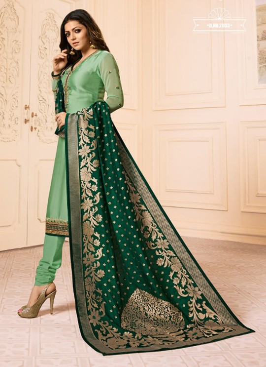 Drashti Dhami Green Embroidered Wedding Wear Churidar Suits Nitya Vol-120 2003 By LT Fabrics SC/009972