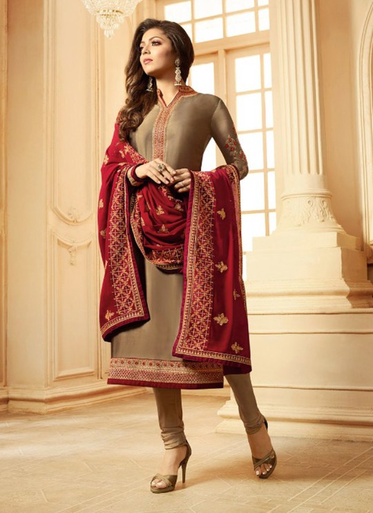Drashti Dhami Gold Embroidered Wedding Wear Churidar Suits Nitya Vol 123 2305 By LT Fabrics SC/012049