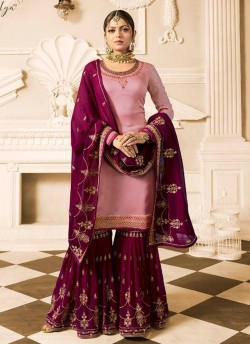 Drashti Dhami Pink Embroidered Wedding Wear Sharara Kameez Nitya Vol 125 2502 By LT Fabrics SC/012616