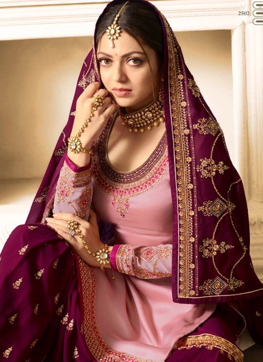 Drashti Dhami Pink Embroidered Wedding Wear Sharara Kameez Nitya Vol 125 2502 By LT Fabrics SC/012616