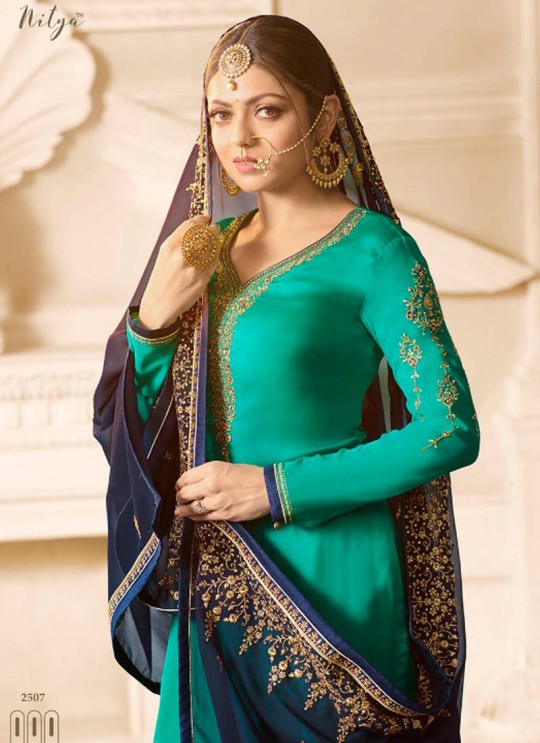 Drashti Dhami Sea Green Embroidered Wedding Wear Sharara Kameez Nitya Vol 125 2507 By LT Fabrics SC/012621