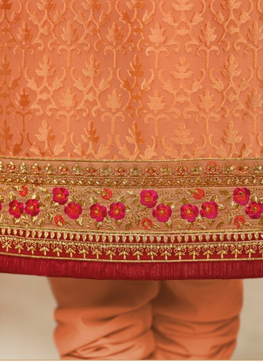 Drashti Dhami Peach Embroidered Festival Wear Churidar Suits Nitya Vol 127 2705 Set By LT Fabrics SC/012777