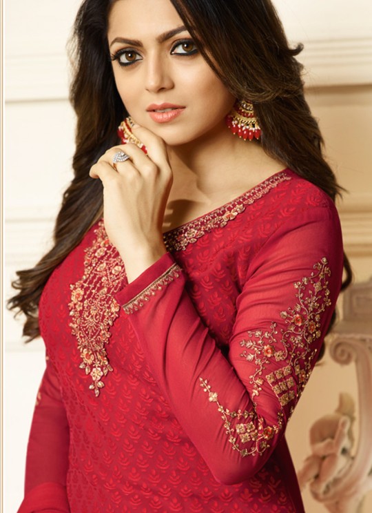 Drashti Dhami Red Embroidered Festival Wear Churidar Suits Nitya Vol 127 2708 Set By LT Fabrics SC/012777