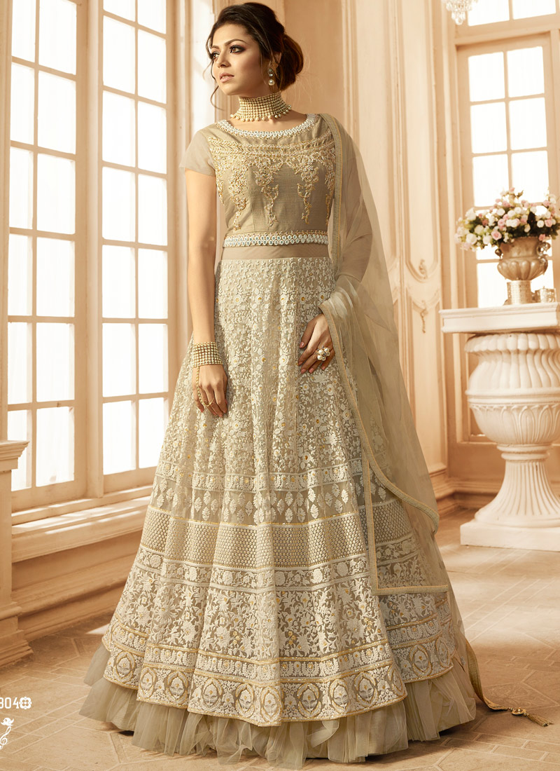 Buy Online Drashti Dhami Beige Embroidered Wedding Wear Floor Length  Anarkali Nitya Vol 128 2804 By LT Fabrics SC/013150 At  suryavansicreation.com | Salwar Kameez Wholesale India, image size:800x1100