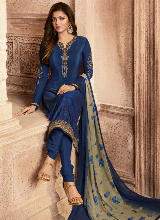 Drashti Dhami Blue Embroidered Festival Wear Straight Suits Nitya Vol 129 2904 Set By LT Fabrics SC/013165