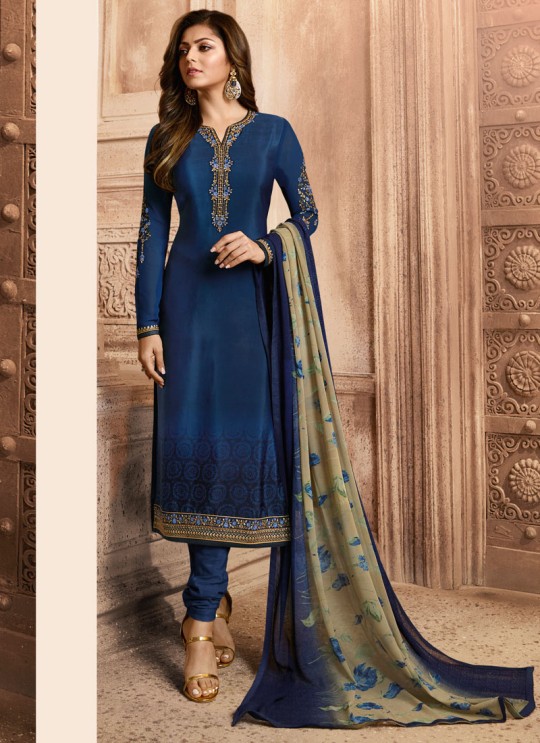 Drashti Dhami Blue Embroidered Festival Wear Straight Suits Nitya Vol 129 2904 Set By LT Fabrics SC/013165