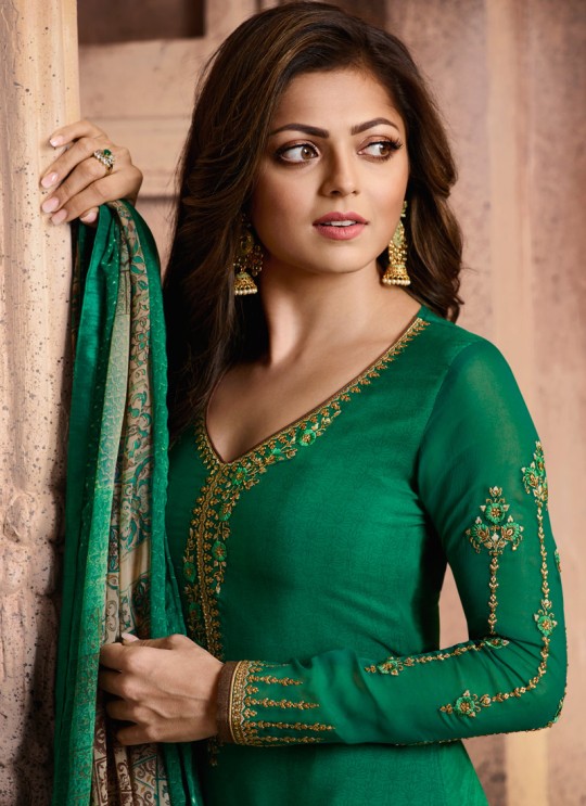 Drashti Dhami Green Embroidered Festival Wear Straight Suits Nitya Vol 129 2909 Set By LT Fabrics SC/013165