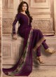 Drashti Dhami Purple Embroidered Festival Wear Straight Suits Nitya Vol 129 2901 Set By LT Fabrics SC/013165