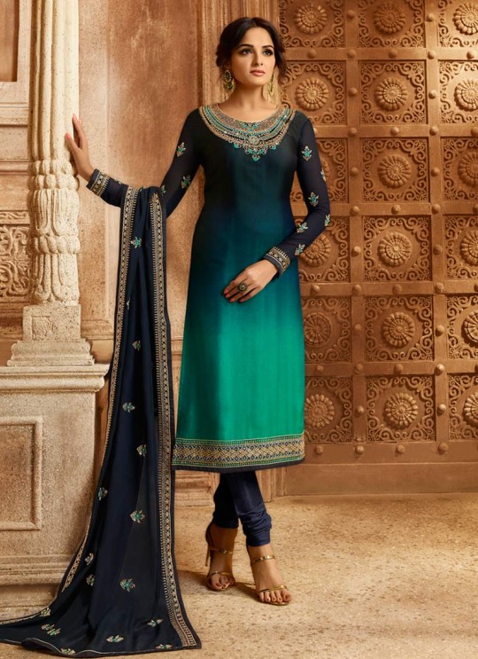Drashti Dhami Blue Embroidered Wedding Wear Skirt Kameez Nitya Vol 130 3002 By LT Fabrics SC/013510
