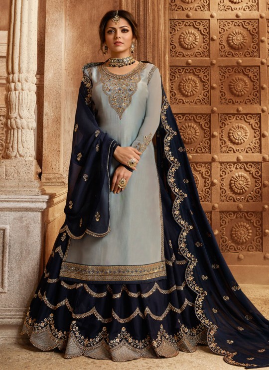 Drashti Dhami Grey Embroidered Wedding Wear Skirt Kameez Nitya Vol 130 3009 By LT Fabrics SC/013517