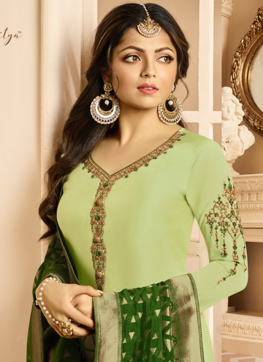 Drashti Dhami Green Embroidered Wedding Wear Churidar Suits Nitya Vol 131 3107 Set By LT Fabrics SC/013575
