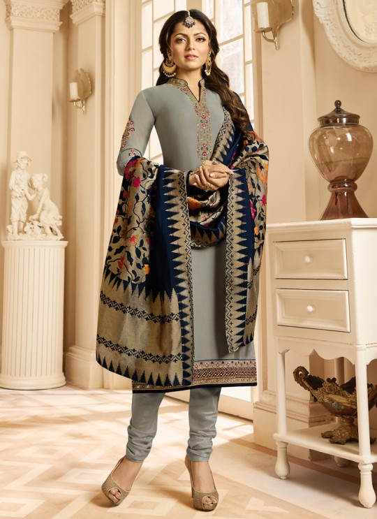 Drashti Dhami Grey Embroidered Wedding Wear Churidar Suits Nitya Vol 131 3102 By LT Fabrics SC/013567