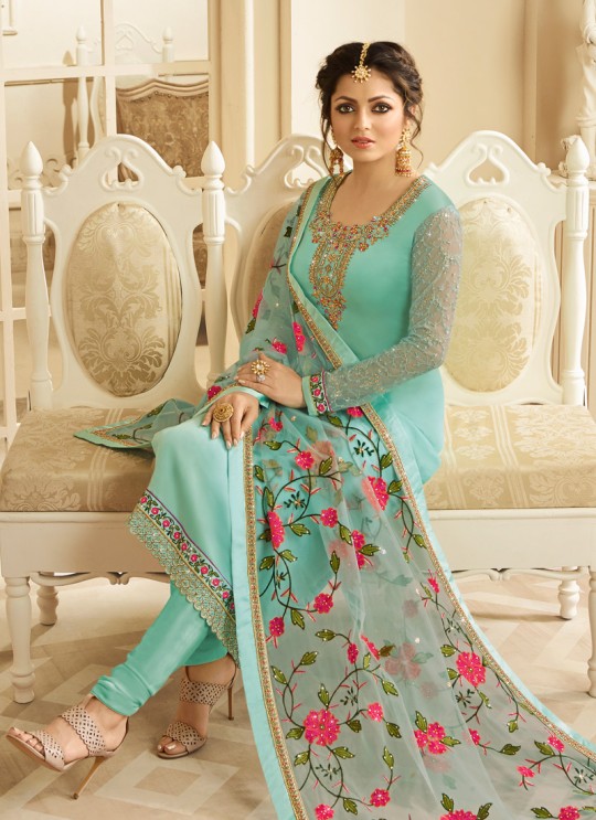 Satin Georgette Embroidered Party Wear Churidar Suits In Color Nitya Vol 132 3201 By LT Fabrics SC/013954