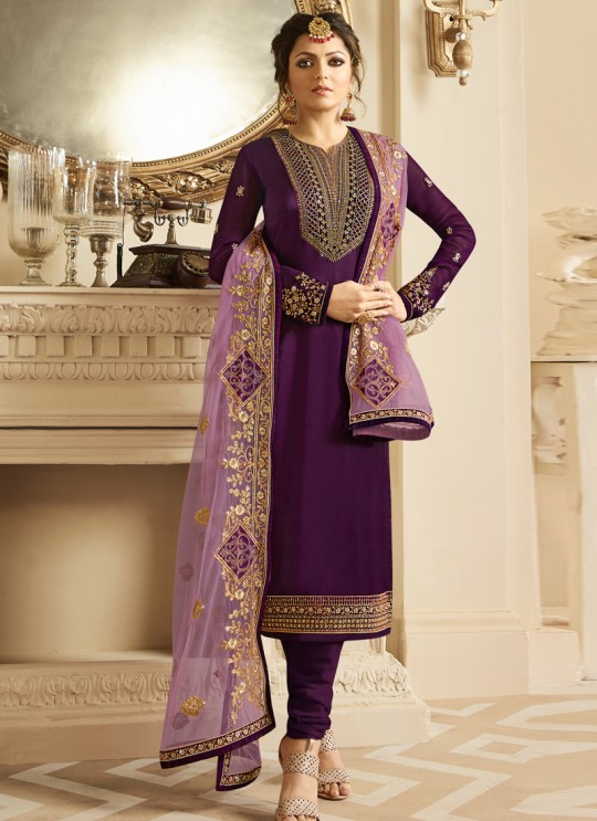 Satin Georgette Embroidered Ethnic Wear Churidar Suits In Color Nitya Vol 132 3206 By LT Fabrics SC/013959