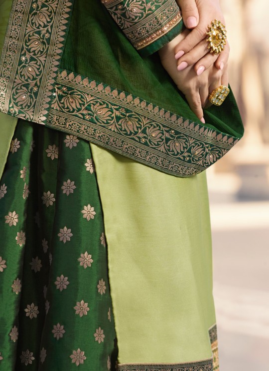 Green Satin Georgette Designer Skirt Kameez With Chiffon Dupatta Nitya Vol 133 3304 Set By LT Fabrics SC/014144