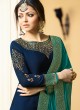 Satin Georgette Embroidered Ceremony Skirt Kameez In Blue Color Nitya Vol 133 3305 By LT Fabrics SC/015458 Satin Georgette Embroidered Ceremony Skirt Kameez In Blue Color Nitya Vol 133 3305 By LT Fabrics SC/015458