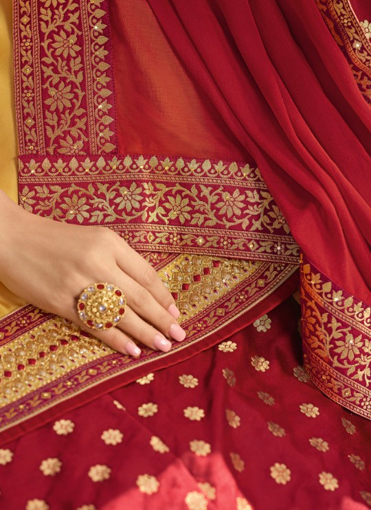 Yellow Satin Georgette Designer Skirt Kameez With Chiffon Dupatta Nitya Vol 133 3307 Set By LT Fabrics SC/014144