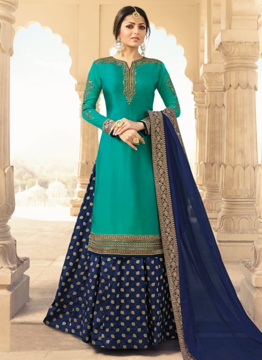 Satin Georgette Embroidered Ceremony Skirt Kameez In Teal Green Color Nitya Vol 133 3308 By LT Fabrics SC/015460