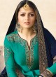 Satin Georgette Embroidered Ceremony Skirt Kameez In Teal Green Color Nitya Vol 133 3308 By LT Fabrics SC/015460