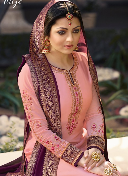 Pink Satin Georgette Designer Skirt Kameez With Chiffon Dupatta Nitya Vol 133 3309 Set By LT Fabrics SC/014144