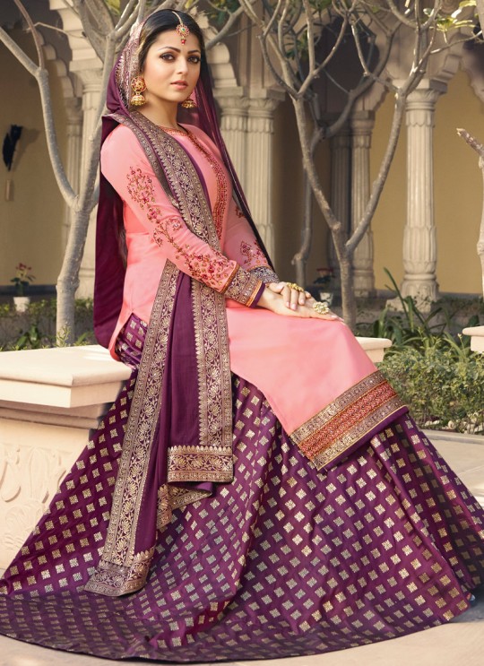 Pink Satin Georgette Designer Skirt Kameez With Chiffon Dupatta Nitya Vol 133 3309 Set By LT Fabrics SC/014144