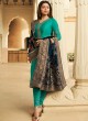 Sea Green Satin Georgette Embroidered Indian Party Wear Churidar Suits With Dola Jacquard Dupatta Nitya Vol 134 3407 By LT Fabrics SC/015173