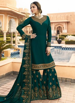 Bridesmaids Georgette Embroidered Garara Suits In Green Color Nitya Vol 136 3607 By LT Fabrics SC/015147