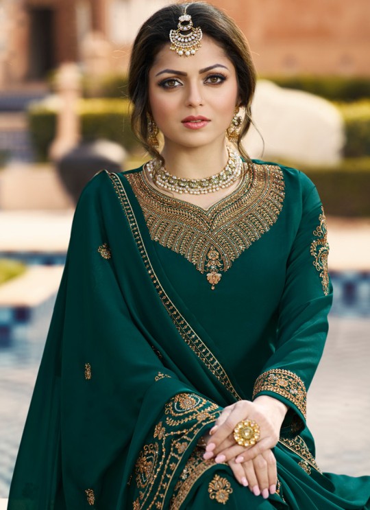 Bridesmaids Georgette Embroidered Garara Suits In Green Color Nitya Vol 136 3607 By LT Fabrics SC/015147