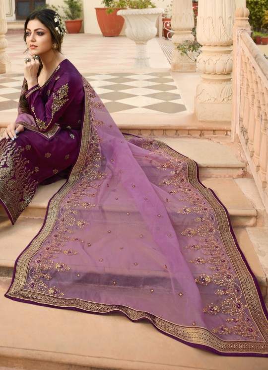 Dola Jacquard Party Wear Straight Cut Suits In Purple Color Nitya Vol 137 3701 By LT Fabrics SC/015272