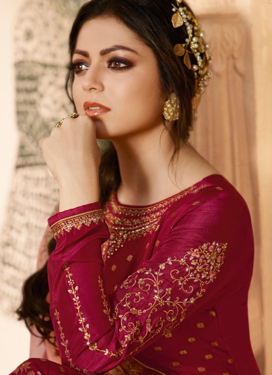 Dola Jacquard Ceremony Straight Cut Suits In Maroon Color Nitya Vol 137 3703 By LT Fabrics SC/015272