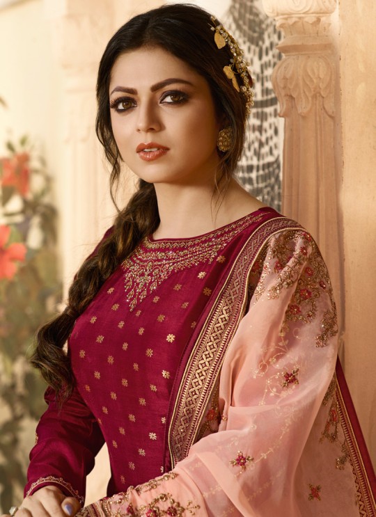Dola Jacquard Ceremony Straight Cut Suits In Maroon Color Nitya Vol 137 3703 By LT Fabrics SC/015272
