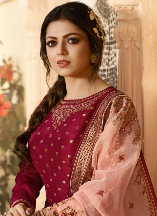 Dola Jacquard Ceremony Straight Cut Suits In Maroon Color Nitya Vol 137 3703 By LT Fabrics SC/015272 Dola Jacquard Ceremony Straight Cut Suits In Maroon Color Nitya Vol 137 3703 By LT Fabrics SC/015272