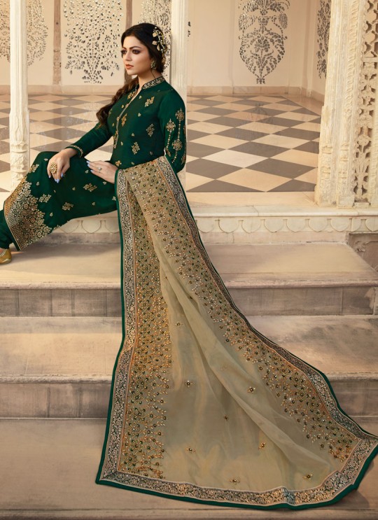 Dola Jacquard Ethnic Wear Straight Cut Suits In Green Color Nitya Vol 137 3705 By LT Fabrics SC/015272